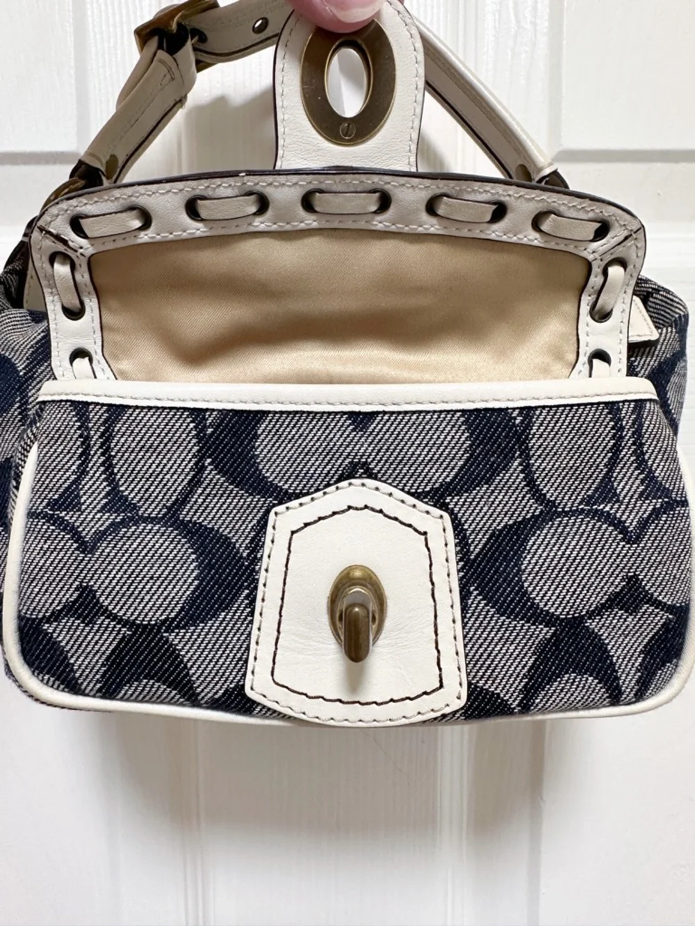 Coach 2006 Legacy Hamptons Mini Shoulder Bag Denim Signature Canvas Rare Y2K